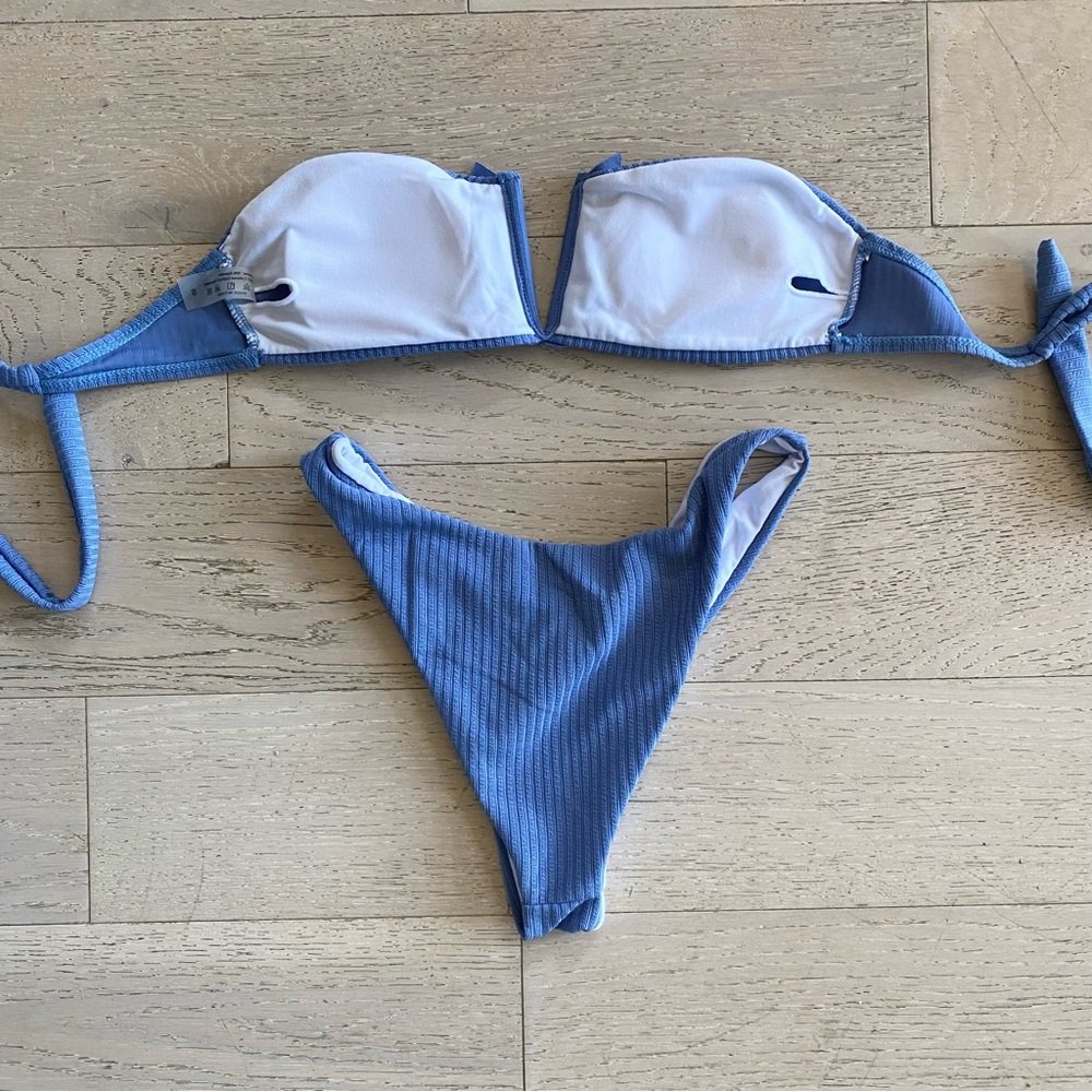 SHEIN Blue Ruffle Bikini Set - Picture 2 of 5